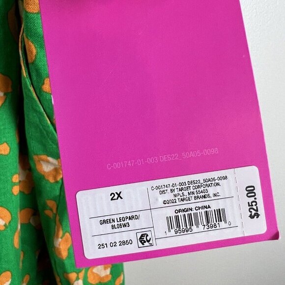 Tabitha Brown Target Shorts 2X Leopard Animal Print High Rise Pleat Linen Green - Picture 6 of 9